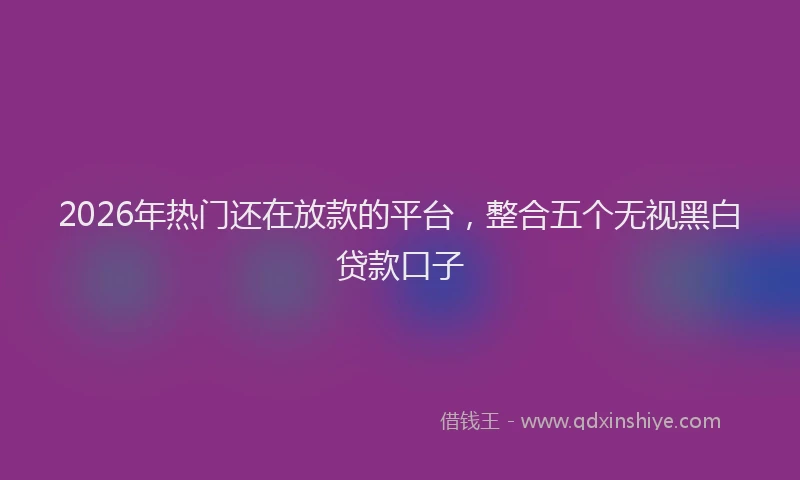 2026年热门还在放款的平台，整合五个无视黑白贷款口子