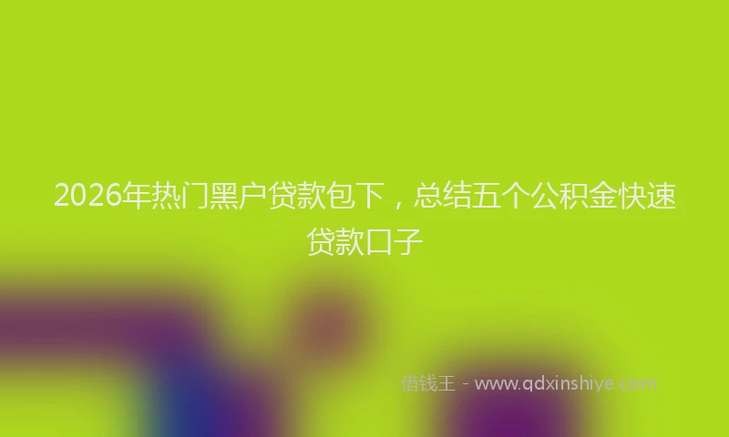 2026年热门黑户贷款包下，总结五个公积金快速贷款口子