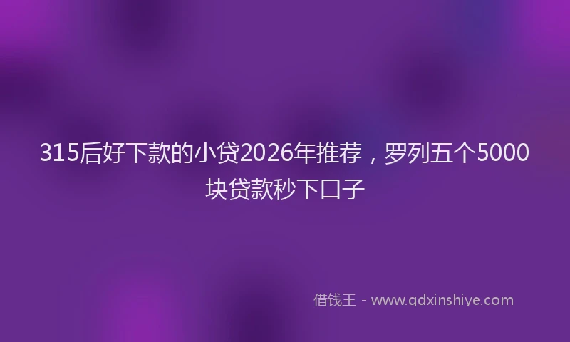 315后好下款的小贷2026年推荐，罗列五个5000块贷款秒下口子