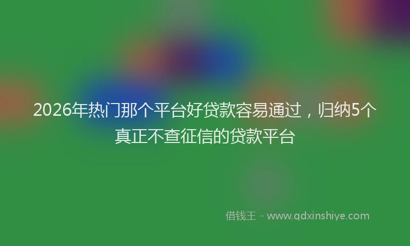 2026年热门那个平台好贷款容易通过，归纳5个真正不查征信的贷款平台