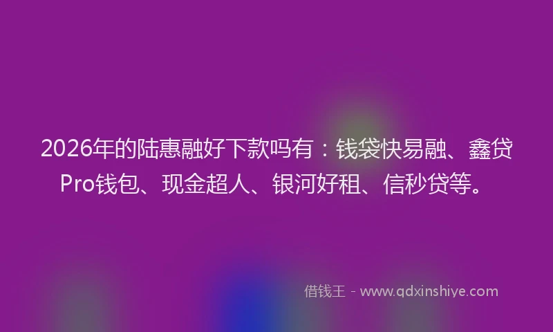 2026年的陆惠融好下款吗有：钱袋快易融、鑫贷Pro钱包、现金超人、银河好租、信秒贷等。