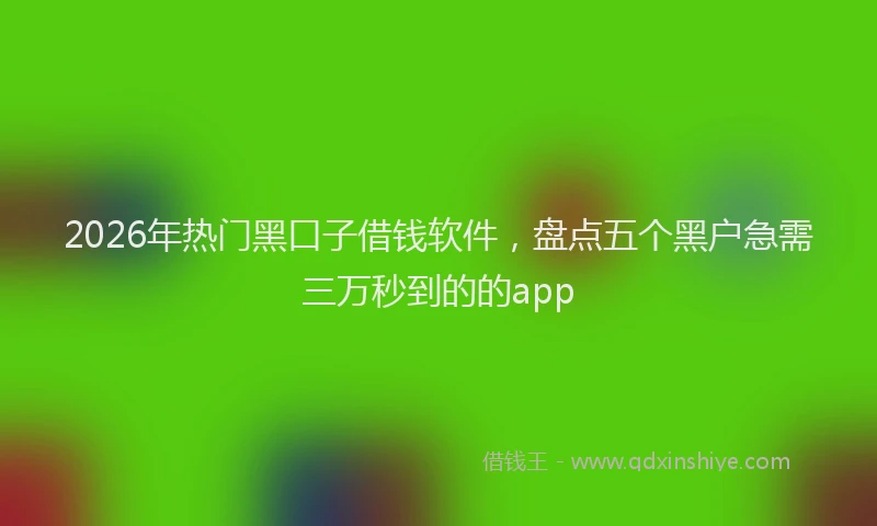 2026年热门黑口子借钱软件，盘点五个黑户急需三万秒到的的app