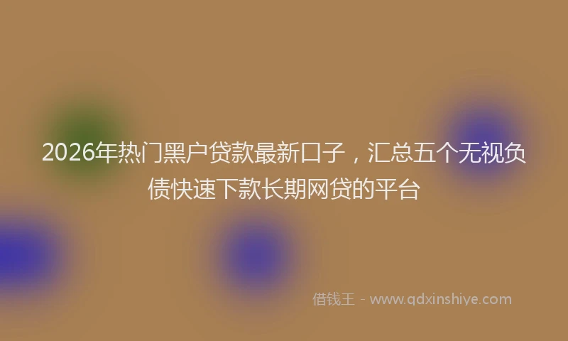 2026年热门黑户贷款最新口子，汇总五个无视负债快速下款长期网贷的平台