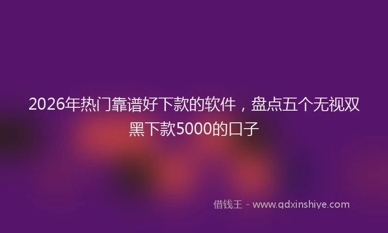 2026年热门靠谱好下款的软件，盘点五个无视双黑下款5000的口子