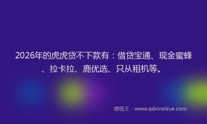 2026年的虎虎贷不下款有：借贷宝通、现金蜜蜂、拉卡拉、鹿优选、只从租机等。