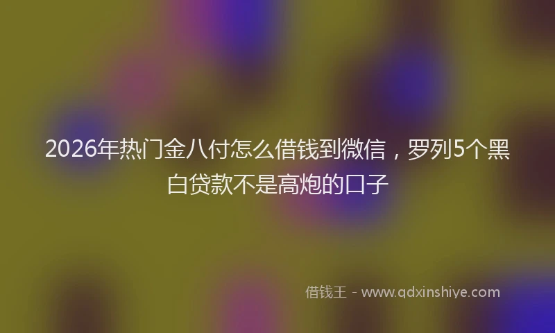 2026年热门金八付怎么借钱到微信，罗列5个黑白贷款不是高炮的口子