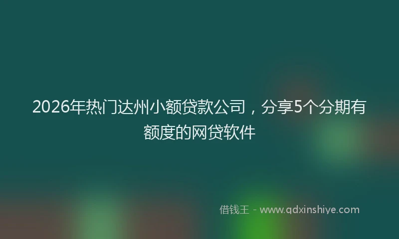 2026年热门达州小额贷款公司，分享5个分期有额度的网贷软件