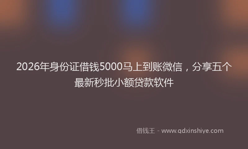 2026年身份证借钱5000马上到账微信,分享五个最新秒批小额贷款软件