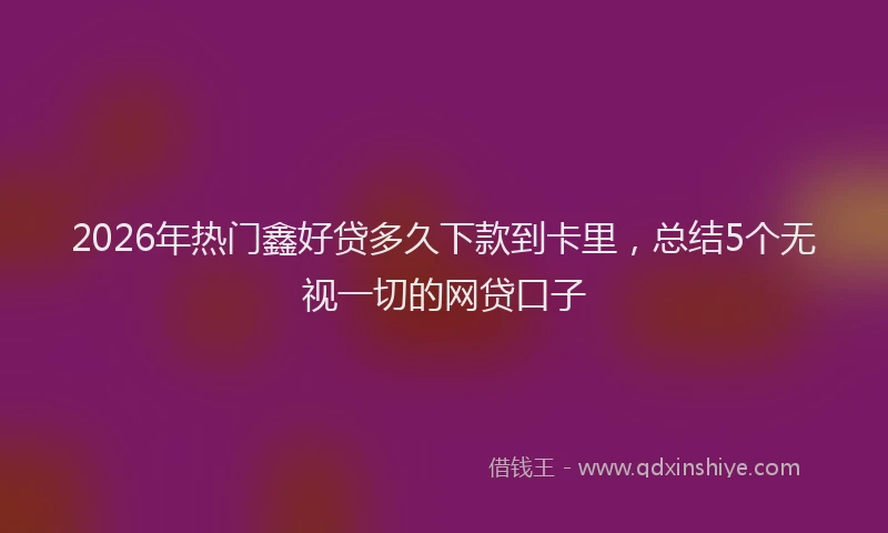 2026年热门鑫好贷多久下款到卡里，总结5个无视一切的网贷口子