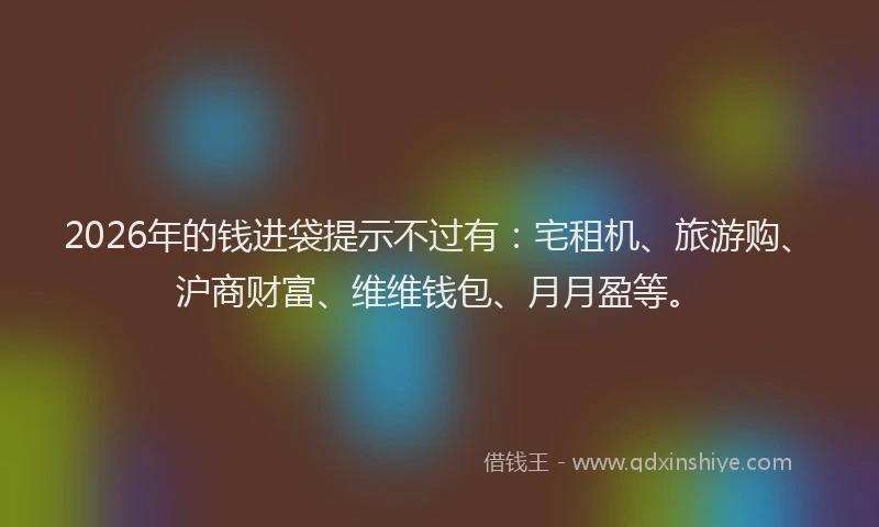 2026年的钱进袋提示不过有：宅租机、旅游购、沪商财富、维维钱包、月月盈等。