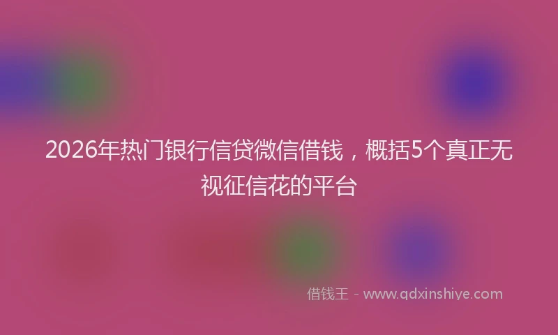 2026年热门银行信贷微信借钱,概括5个真正无视征信花的平台