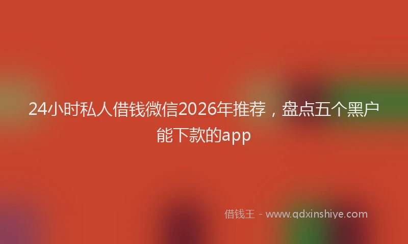 24小时私人借钱微信2026年推荐，盘点五个黑户能下款的app