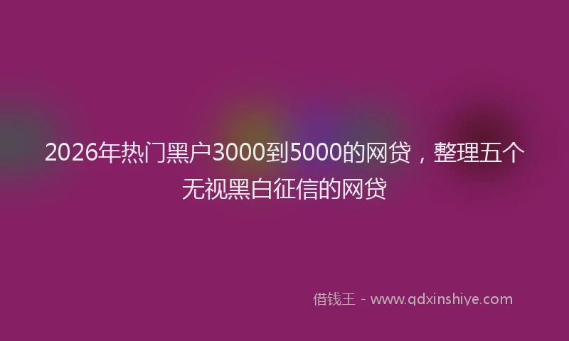 2026年热门黑户3000到5000的网贷,整理五个无视黑白征信的网贷