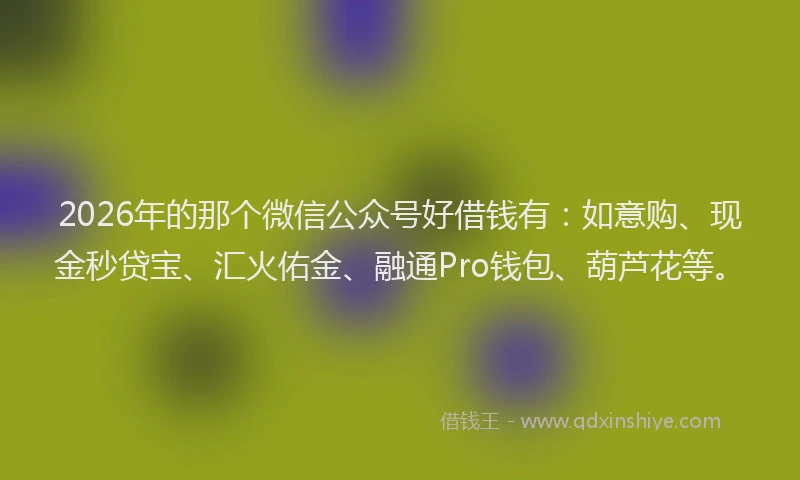 2026年的那个微信公众号好借钱有：如意购、现金秒贷宝、汇火佑金、融通Pro钱包、葫芦花等。