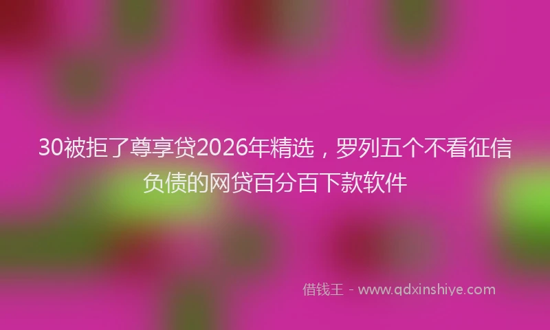 30被拒了尊享贷2026年精选，罗列五个不看征信负债的网贷百分百下款软件