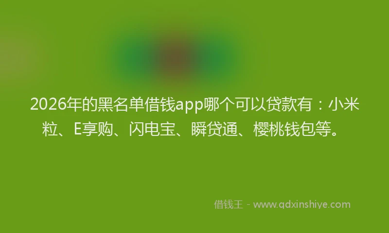 2026年的黑名单借钱app哪个可以贷款有：小米粒、E享购、闪电宝、瞬贷通、樱桃钱包等。