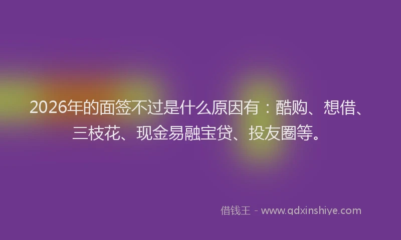 2026年的面签不过是什么原因有：酷购、想借、三枝花、现金易融宝贷、投友圈等。