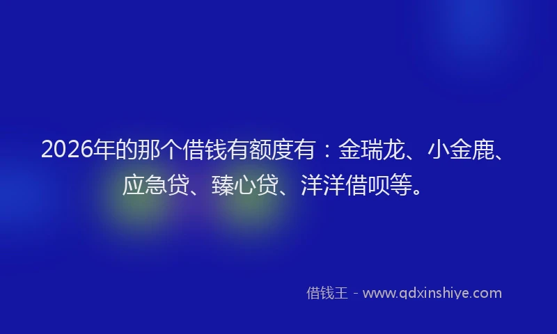 2026年的那个借钱有额度有：金瑞龙、小金鹿、应急贷、臻心贷、洋洋借呗等。