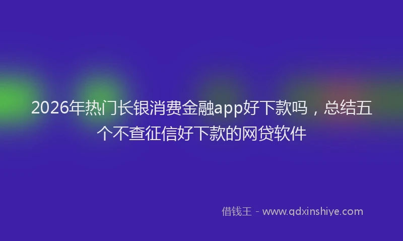 2026年热门长银消费金融app好下款吗，总结五个不查征信好下款的网贷软件