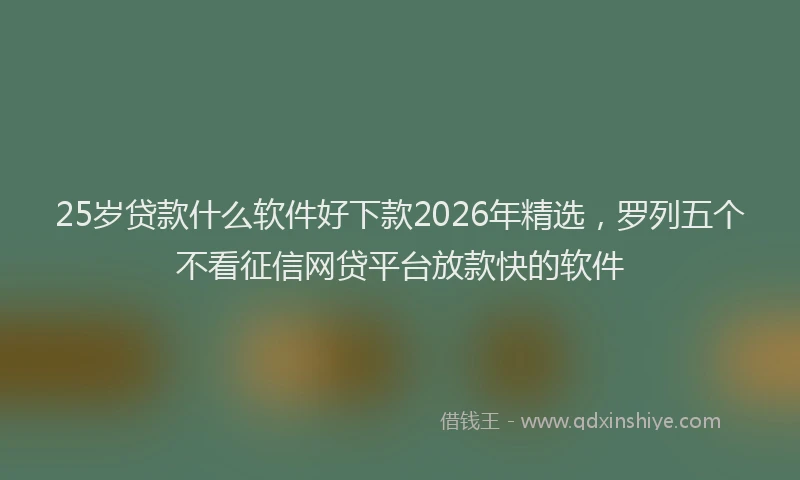 25岁贷款什么软件好下款2026年精选，罗列五个不看征信网贷平台放款快的软件
