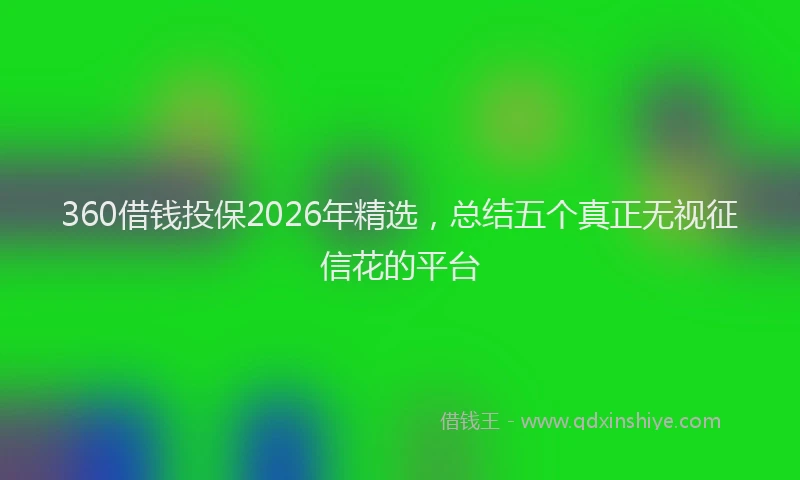 360借钱投保2026年精选，总结五个真正无视征信花的平台