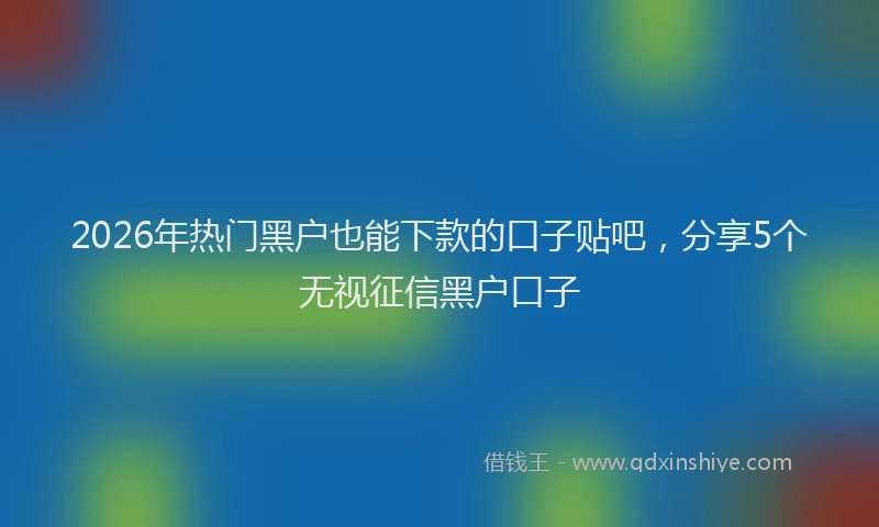 2026年热门黑户也能下款的口子贴吧，分享5个无视征信黑户口子