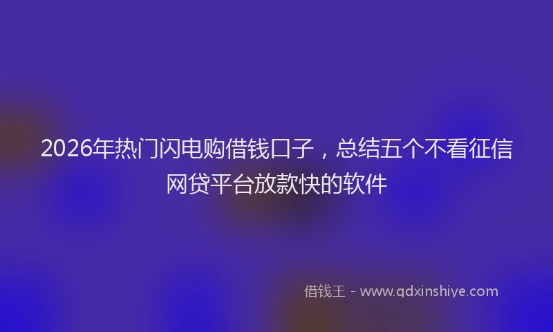 2026年热门闪电购借钱口子，总结五个不看征信网贷平台放款快的软件