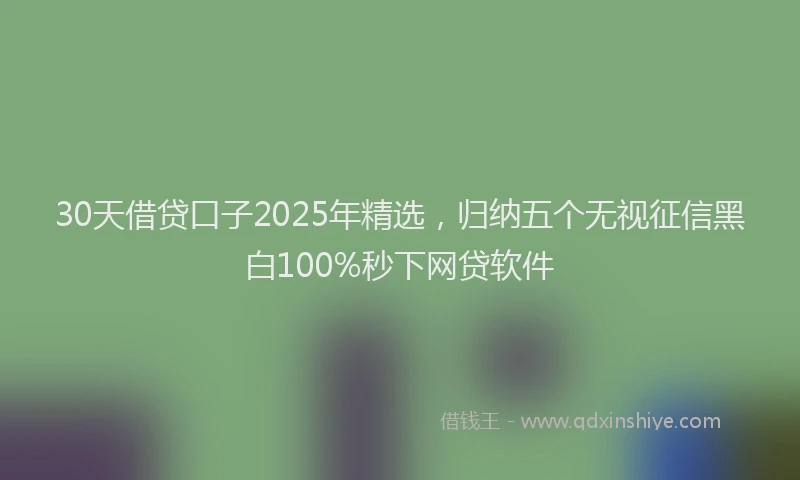 30天借贷口子2025年精选，归纳五个无视征信黑白100%秒下网贷软件