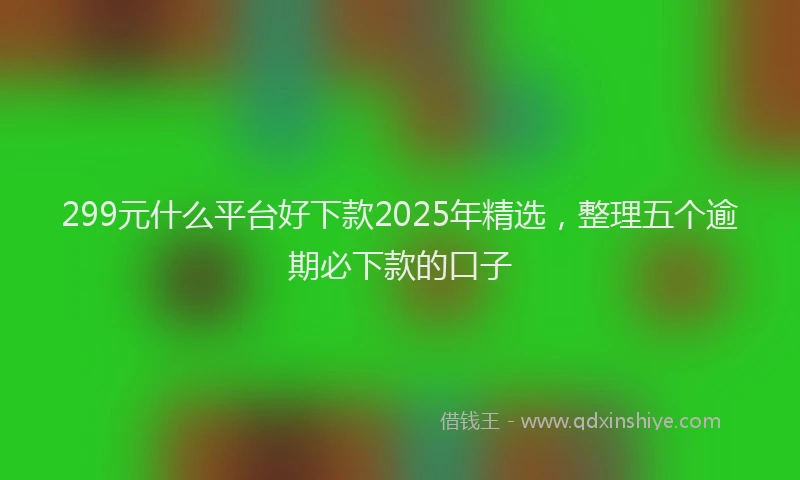 299元什么平台好下款2025年精选，整理五个逾期必下款的口子