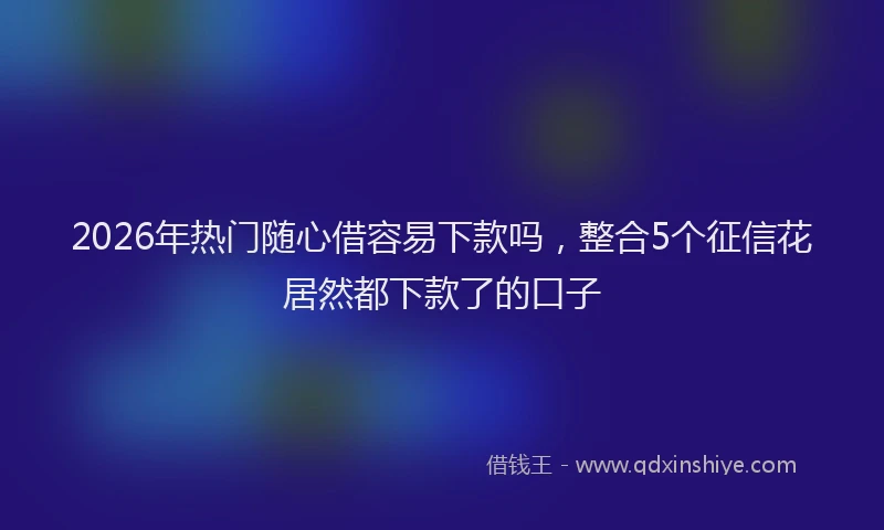 2026年热门随心借容易下款吗，整合5个征信花居然都下款了的口子