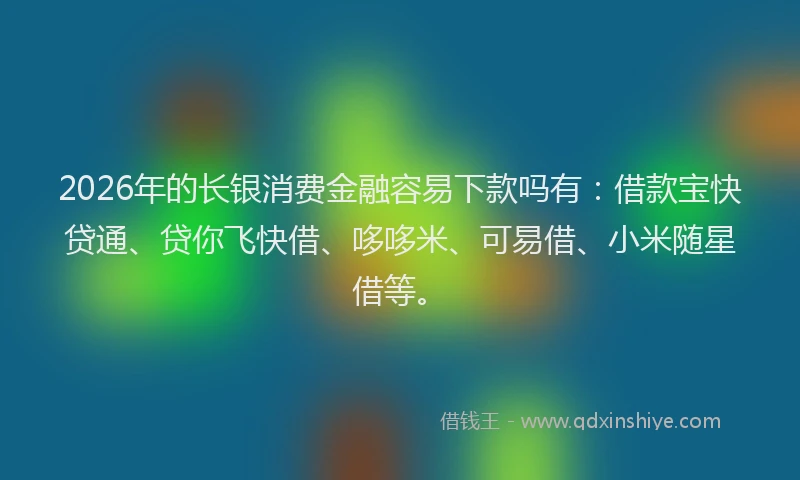 2026年的长银消费金融容易下款吗有：借款宝快贷通、贷你飞快借、哆哆米、可易借、小米随星借等。