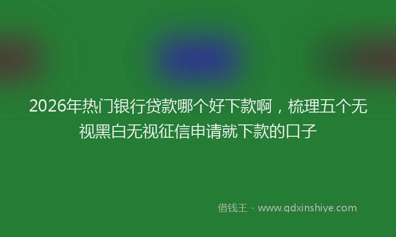 2026年热门银行贷款哪个好下款啊，梳理五个无视黑白无视征信申请就下款的口子