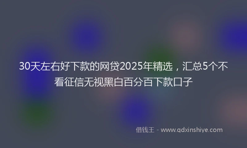 30天左右好下款的网贷2025年精选，汇总5个不看征信无视黑白百分百下款口子