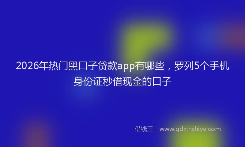 2026年热门黑口子贷款app有哪些，罗列5个手机身份证秒借现金的口子