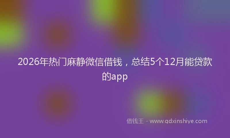 2026年热门麻静微信借钱，总结5个12月能贷款的app