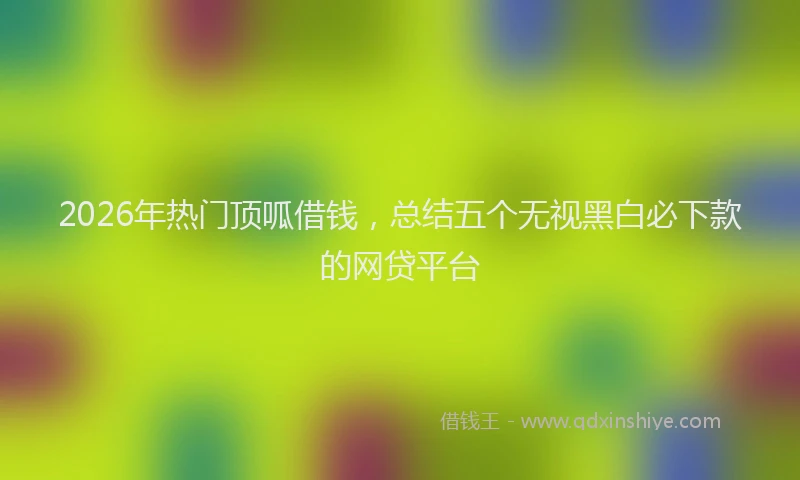 2026年热门顶呱借钱，总结五个无视黑白必下款的网贷平台