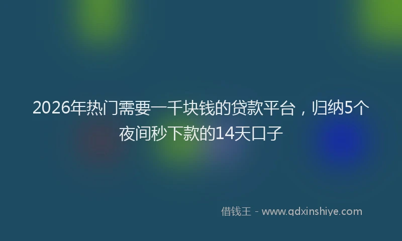 2026年热门需要一千块钱的贷款平台,归纳5个夜间秒下款的14天口子