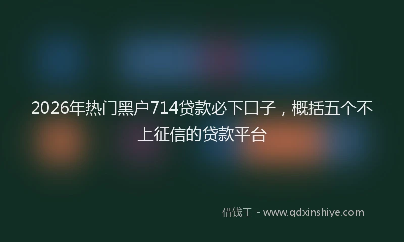 2026年热门黑户714贷款必下口子，概括五个不上征信的贷款平台