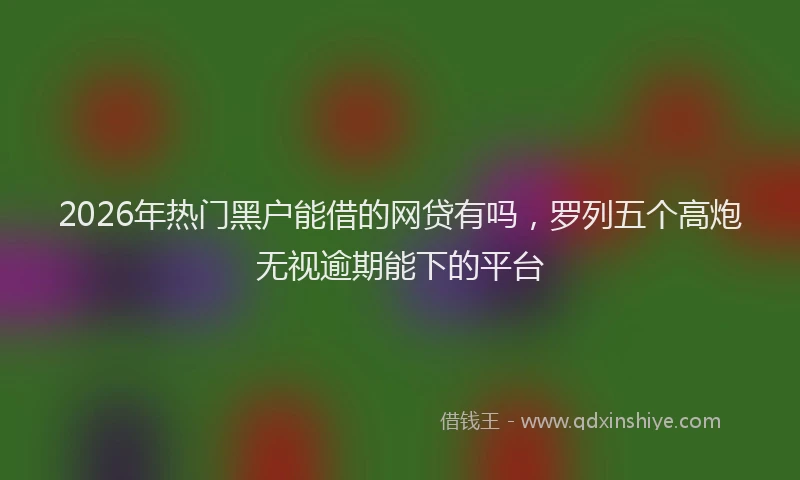 2026年热门黑户能借的网贷有吗,罗列五个高炮无视逾期能下的平台