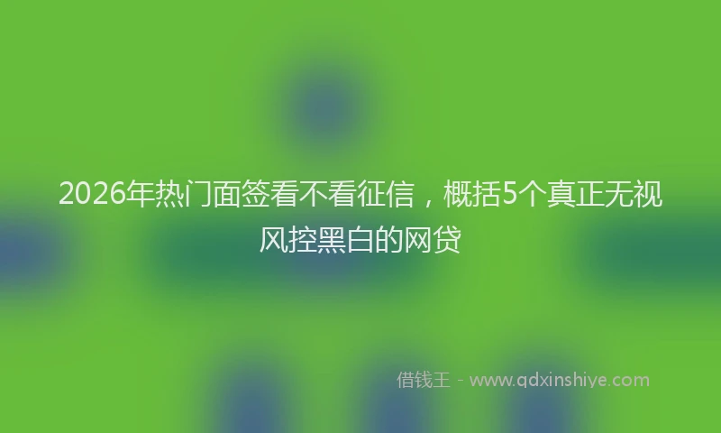 2026年热门面签看不看征信，概括5个真正无视风控黑白的网贷