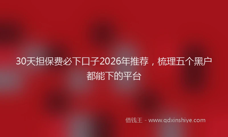 30天担保费必下口子2026年推荐，梳理五个黑户都能下的平台