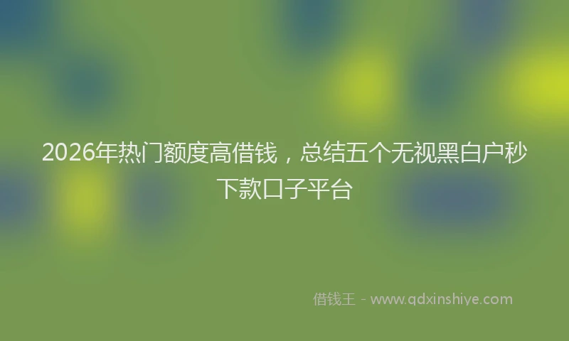 2026年热门额度高借钱，总结五个无视黑白户秒下款口子平台