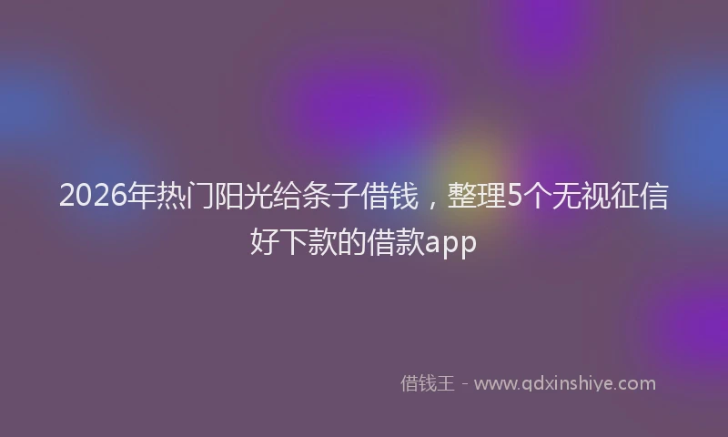 2026年热门阳光给条子借钱，整理5个无视征信好下款的借款app