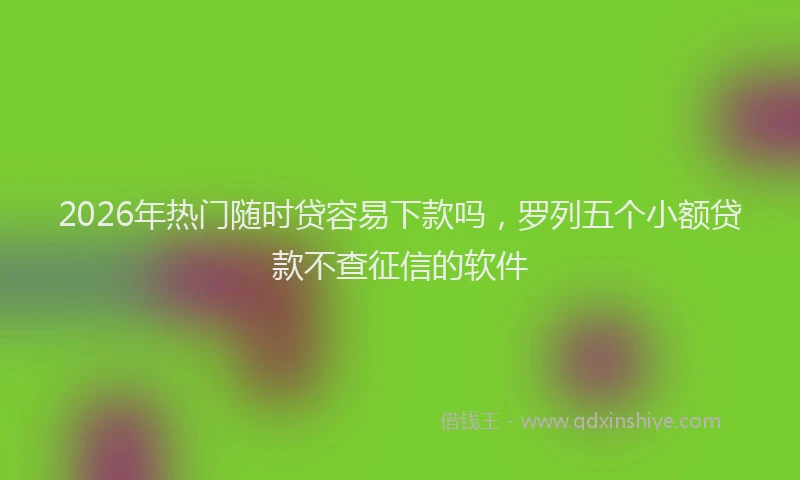 2026年热门随时贷容易下款吗，罗列五个小额贷款不查征信的软件