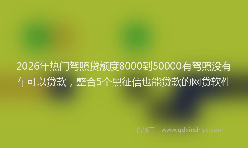 2026年热门驾照贷额度8000到50000有驾照没有车可以贷款，整合5个黑征信也能贷款的网贷软件
