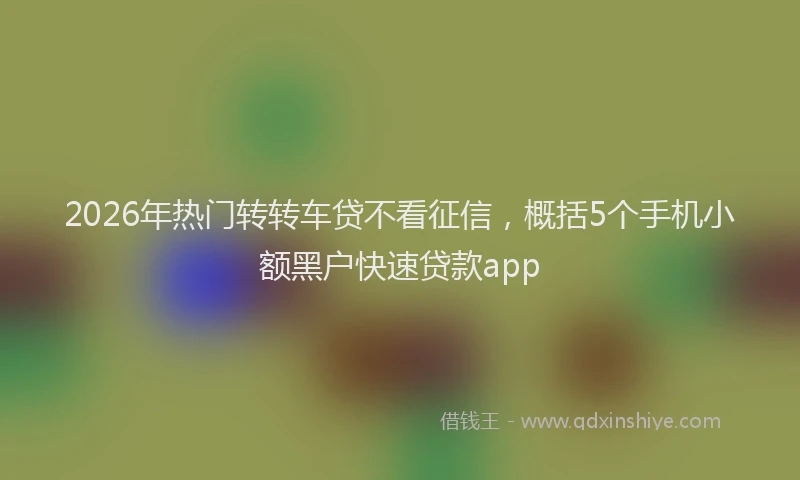 2026年热门转转车贷不看征信，概括5个手机小额黑户快速贷款app