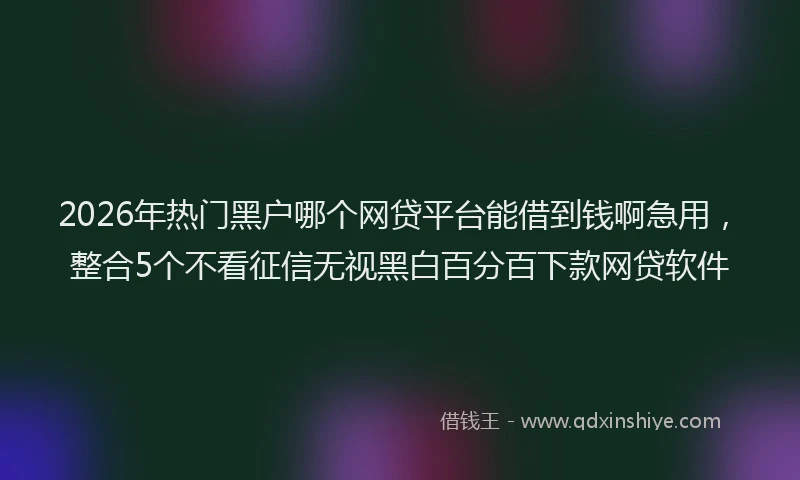 2026年热门黑户哪个网贷平台能借到钱啊急用，整合5个不看征信无视黑白百分百下款网贷软件