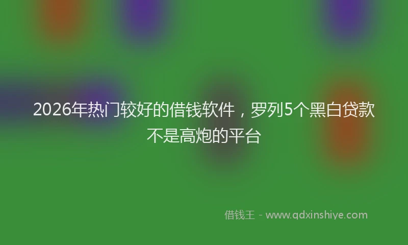 2026年热门较好的借钱软件，罗列5个黑白贷款不是高炮的平台