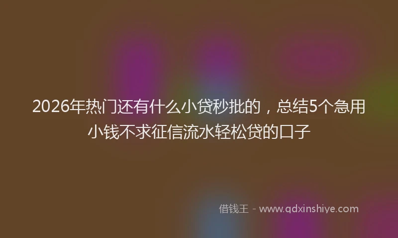 2026年热门还有什么小贷秒批的，总结5个急用小钱不求征信流水轻松贷的口子