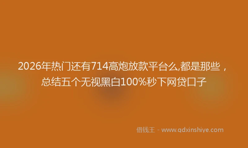 2026年热门还有714高炮放款平台么,都是那些，总结五个无视黑白100%秒下网贷口子